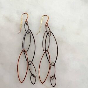 Gold and Blackened Silver Earrings